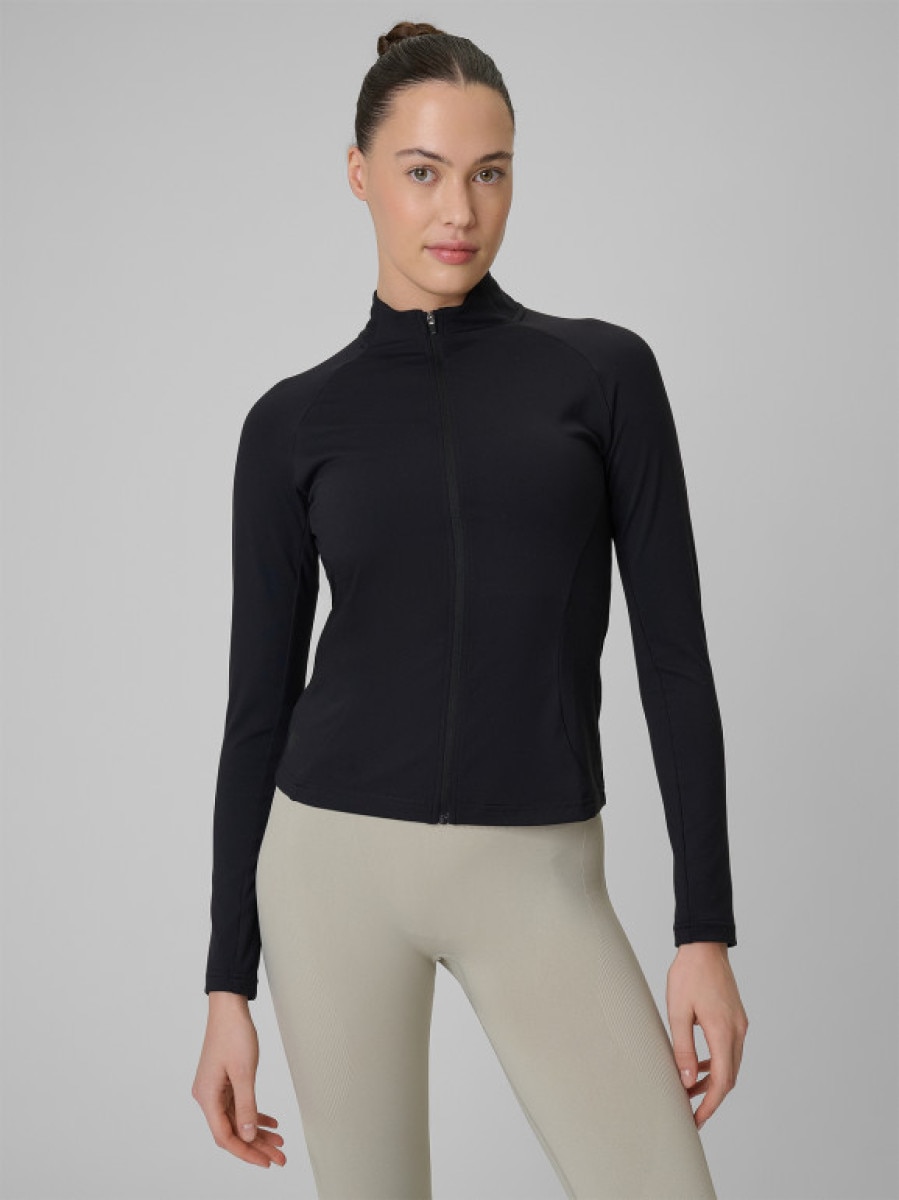 Damska bluza treningowa slim 4F 4FWSS26TFSWF0850 - czarna