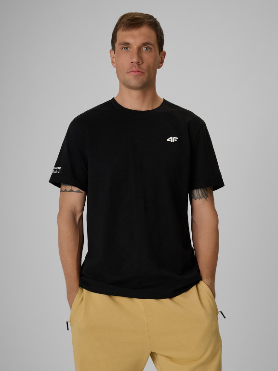 Męski t-shirt z nadrukiem 4F 4FRSS26TTSHM3994 - czarny