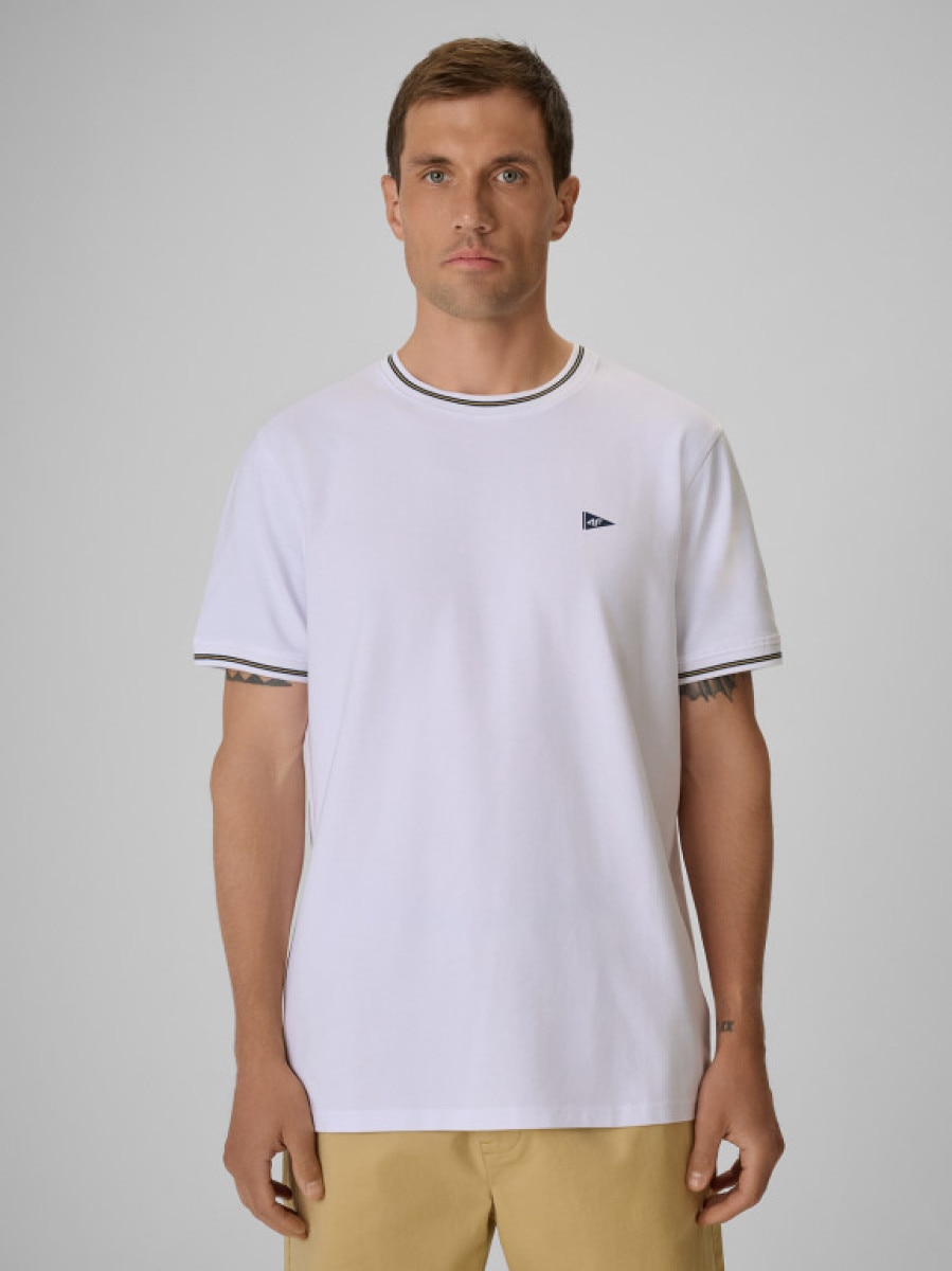 Męski t-shirt z nadrukiem 4F 4FRSS26TTSHM3997 - biały