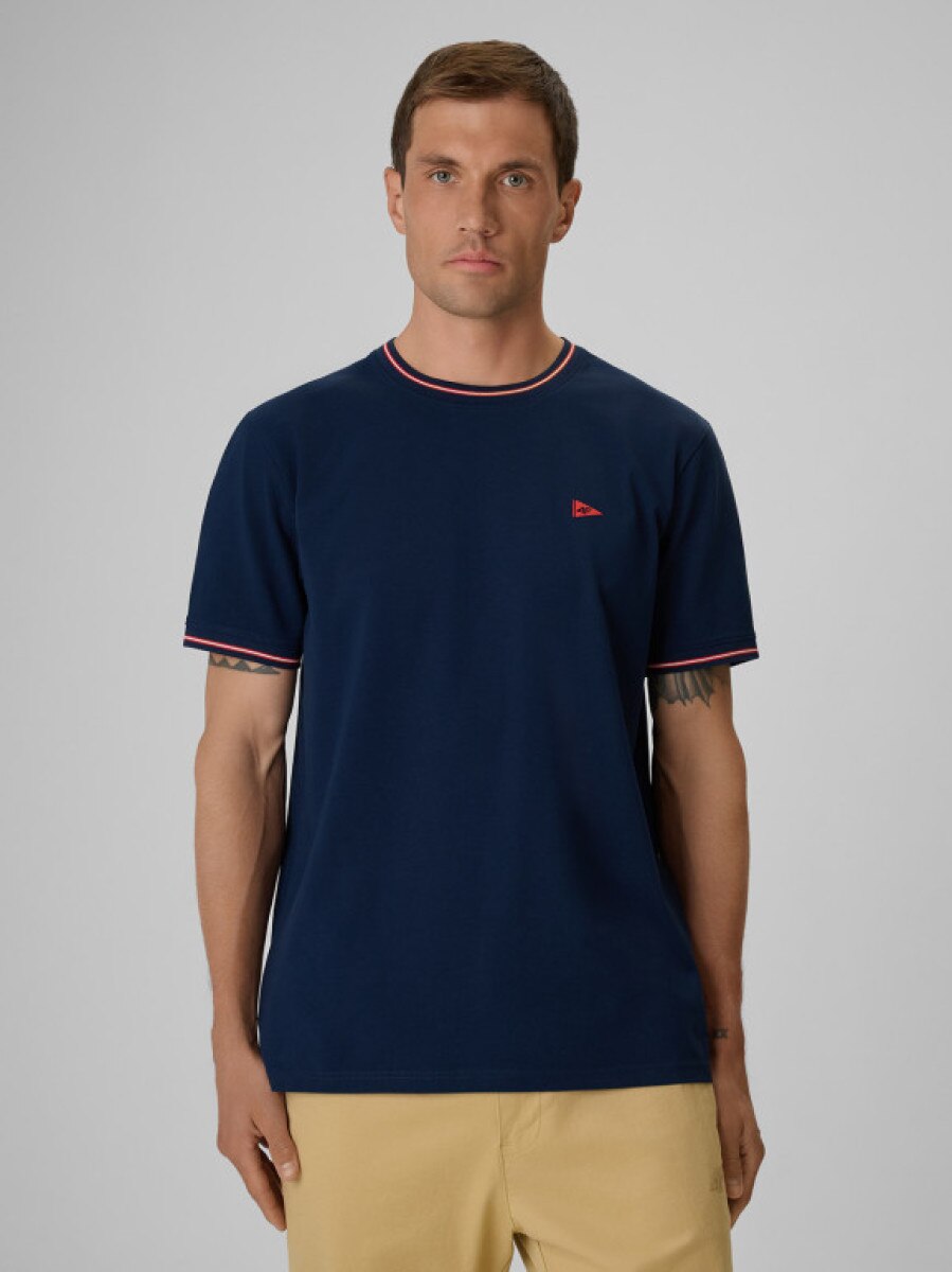 Męski t-shirt z nadrukiem 4F 4FRSS26TTSHM3997 - granatowy