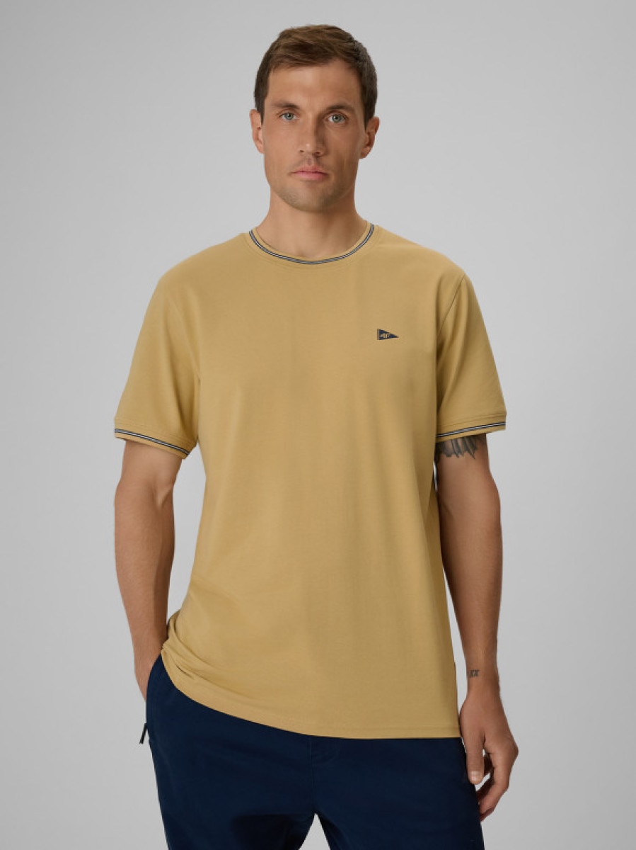 Męski t-shirt z nadrukiem 4F 4FRSS26TTSHM3997 - brązowy