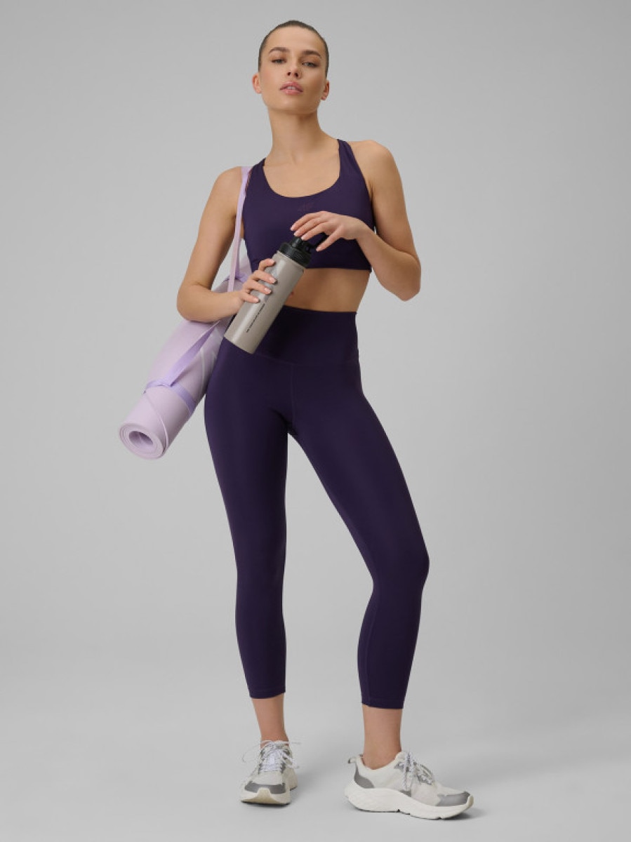 Damskie legginsy treningowe 4F 4FWSS26TFTIF419 - fioletowe