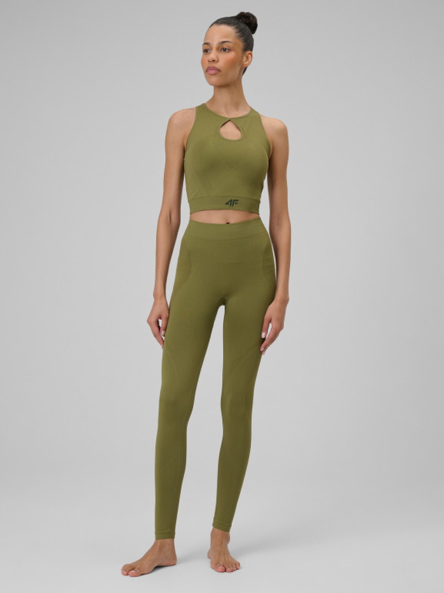 Damskie legginsy do jogi 4F 4FWSS26TFTIF406 - zielone