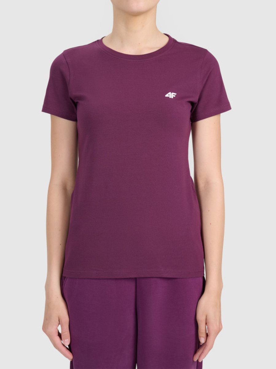 Damski t-shirt basic 4F 4FWSS26TTSHF2771 - fioletowy