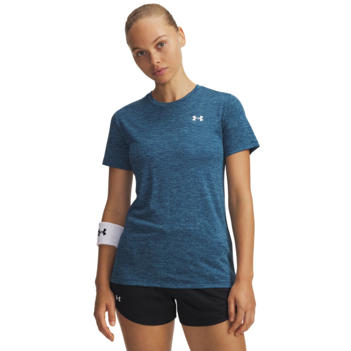 Damska koszulka treningowa Under Armour Tech SSC- Twist - granatowa