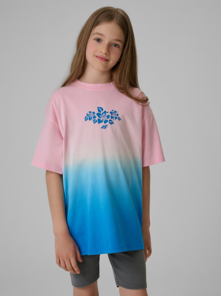 Dziewczęcy t-shirt z nadrukiem 4F 4FJRSS26TTSHF4186 - multikolor