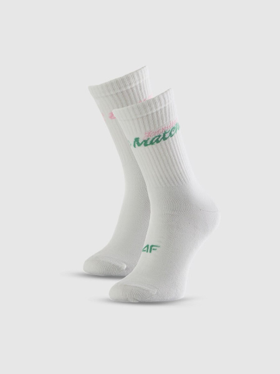 Damskie skarpetki wysokie (2-pack) 4F 4FRSS26USOCF657 - białe