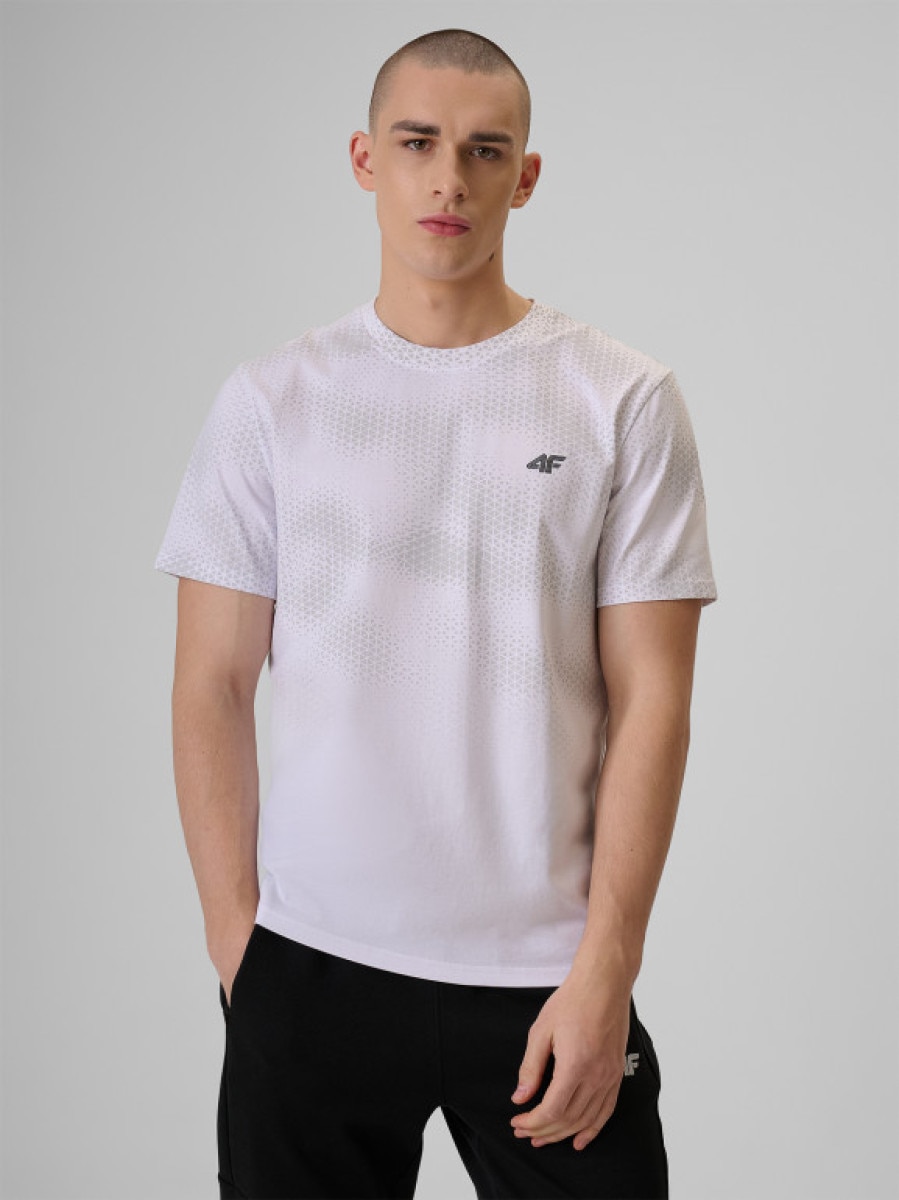 Męski t-shirt z nadrukiem 4F 4FRSS26TTSHM3807 - biały