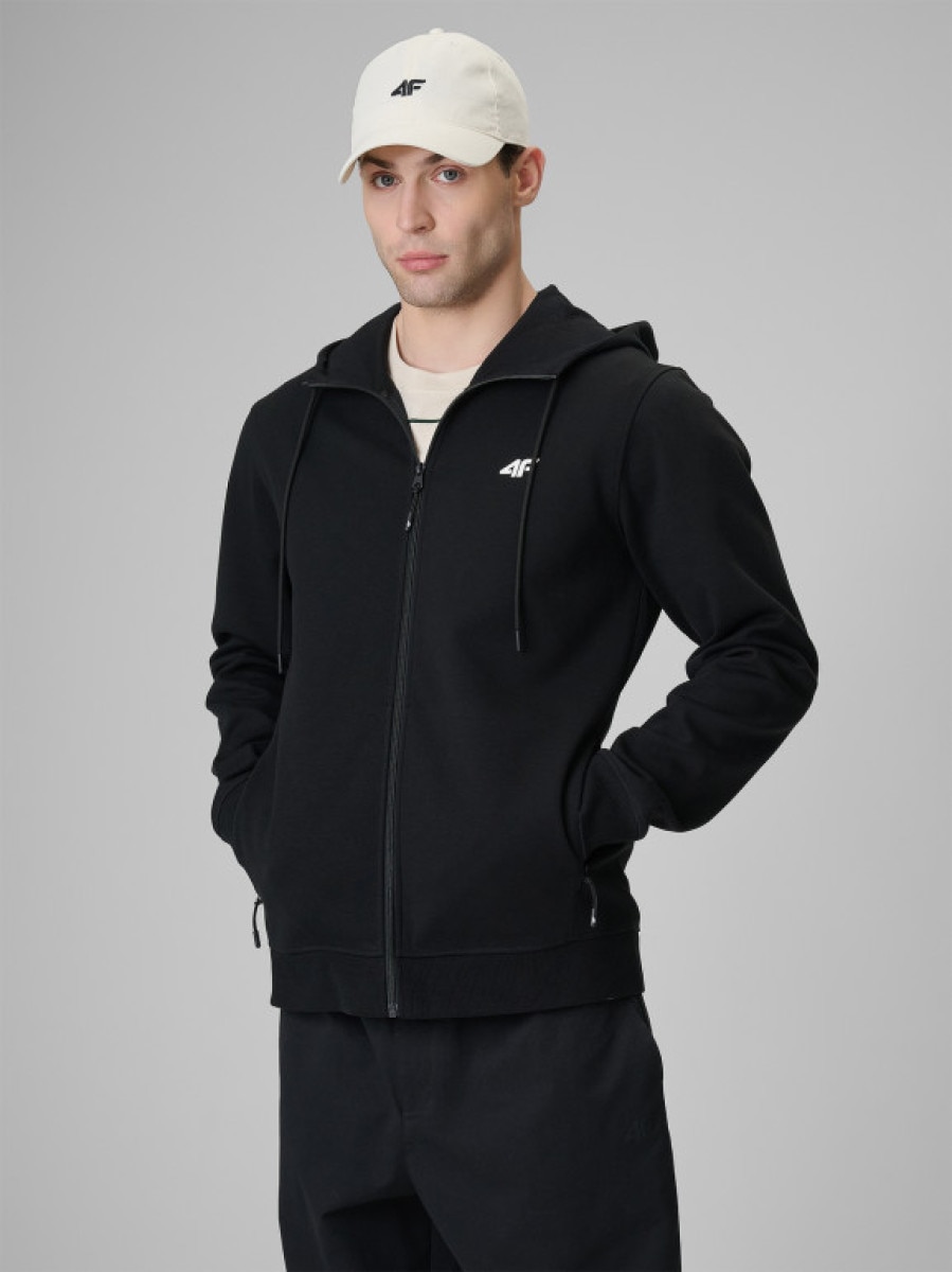Męska bluza dresowa rozpinana z kapturem 4F 4FRSS26TSWSM3076 - czarna
