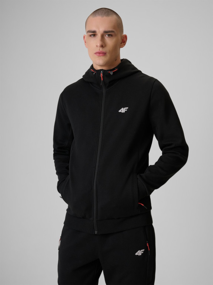 Męska bluza dresowa rozpinana z kapturem 4f 4FRSS26TSWSM2895 - czarna