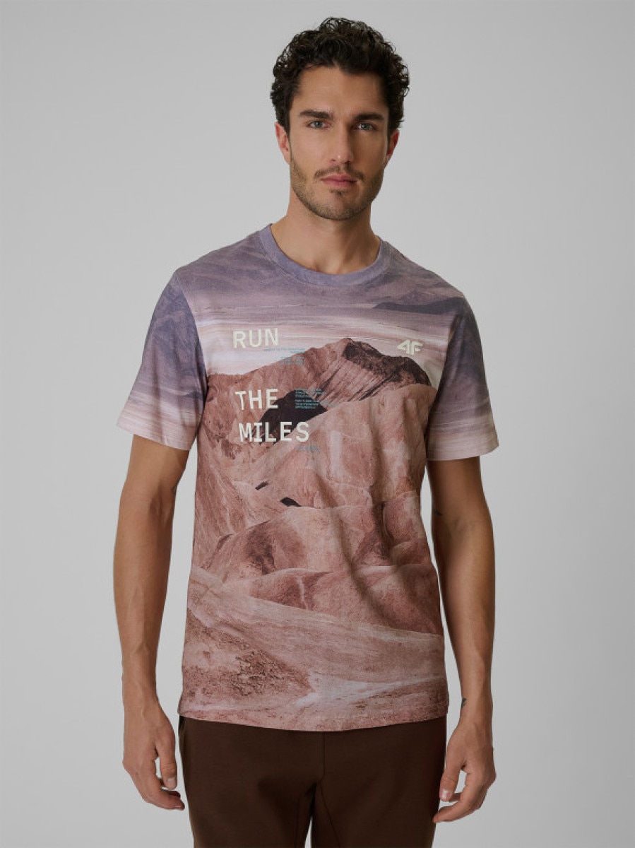 Męski t-shirt z nadrukiem 4F 4FRSS26TTSHM4229 - multikolor