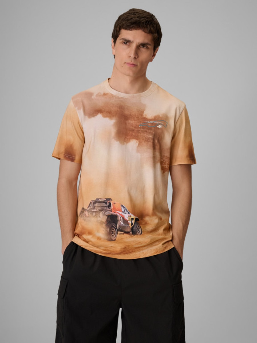 Męski t-shirt z nadrukiem 4F 4FRSS26TTSHM4237 - multikolor