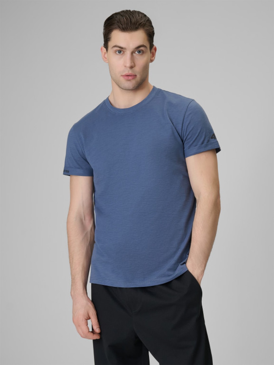 Męski t-shirt bez nadruku 4F 4FRSS26TTSHM4378 - granatowy
