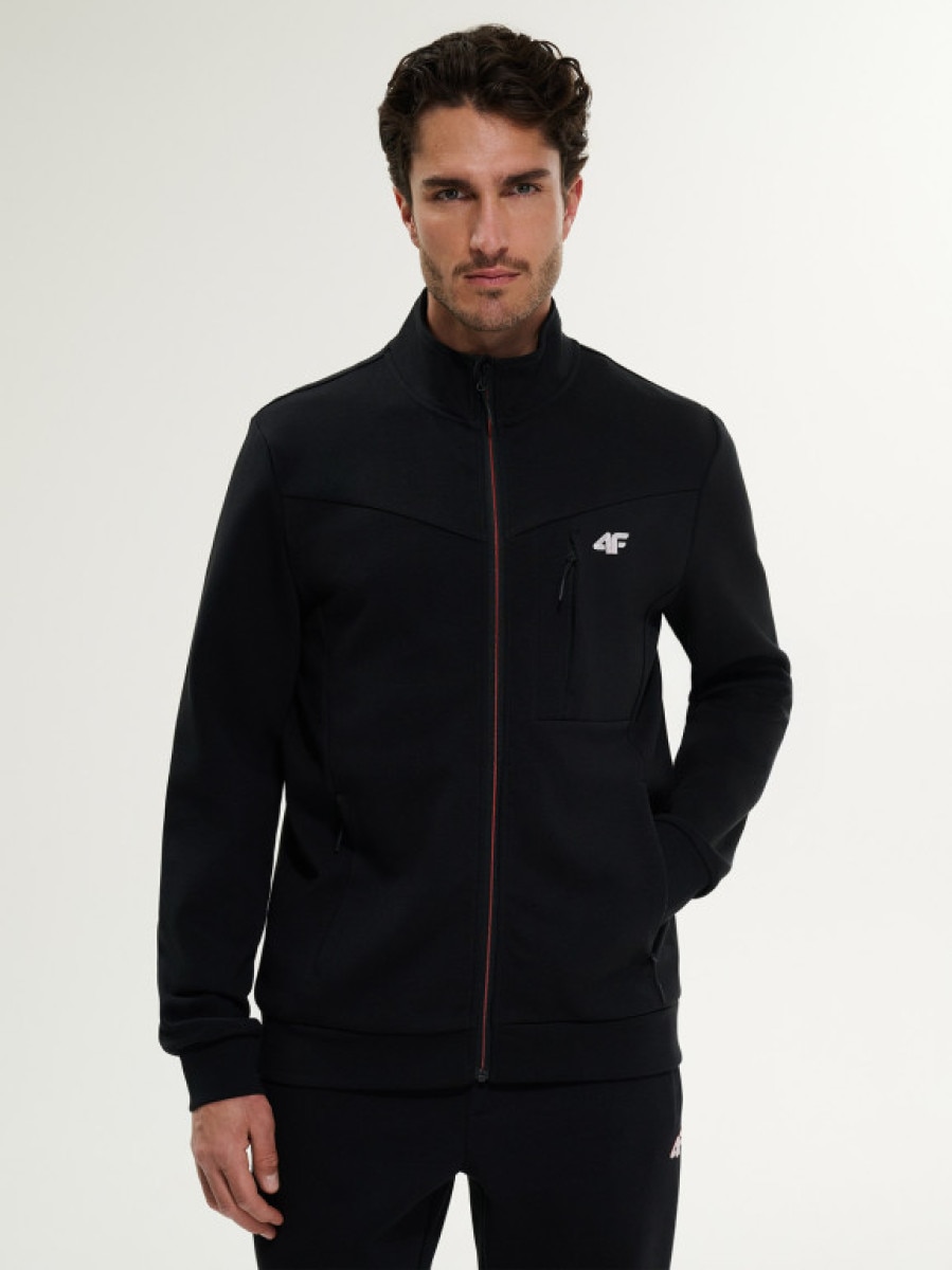 Męska bluza dresowa rozpinana bez kaptura 4F 4FRSS26TSWSM2897 - czarna