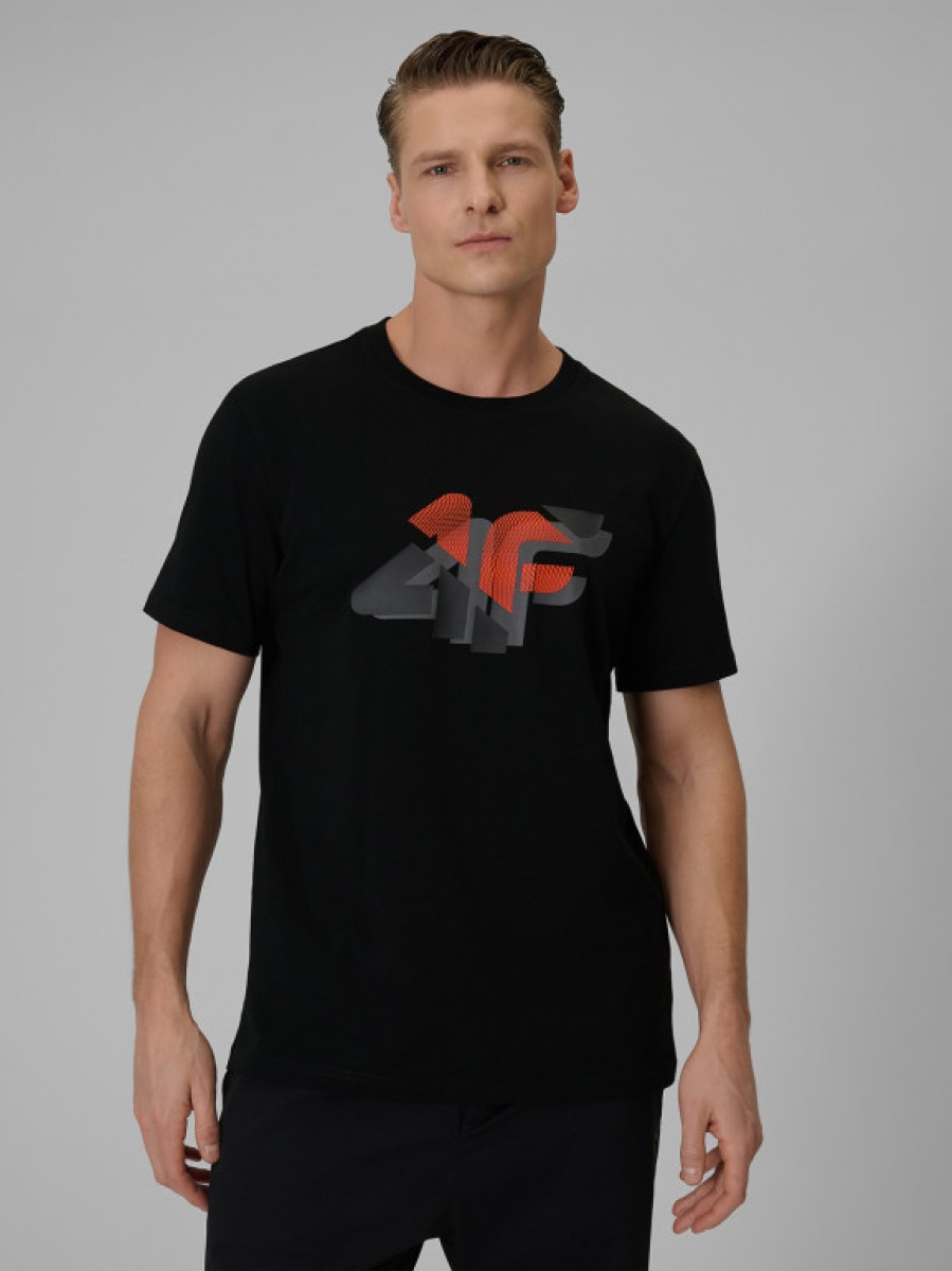 Męski t-shirt z nadrukiem 4F 4FWSS26TTSHM2667 - czarny