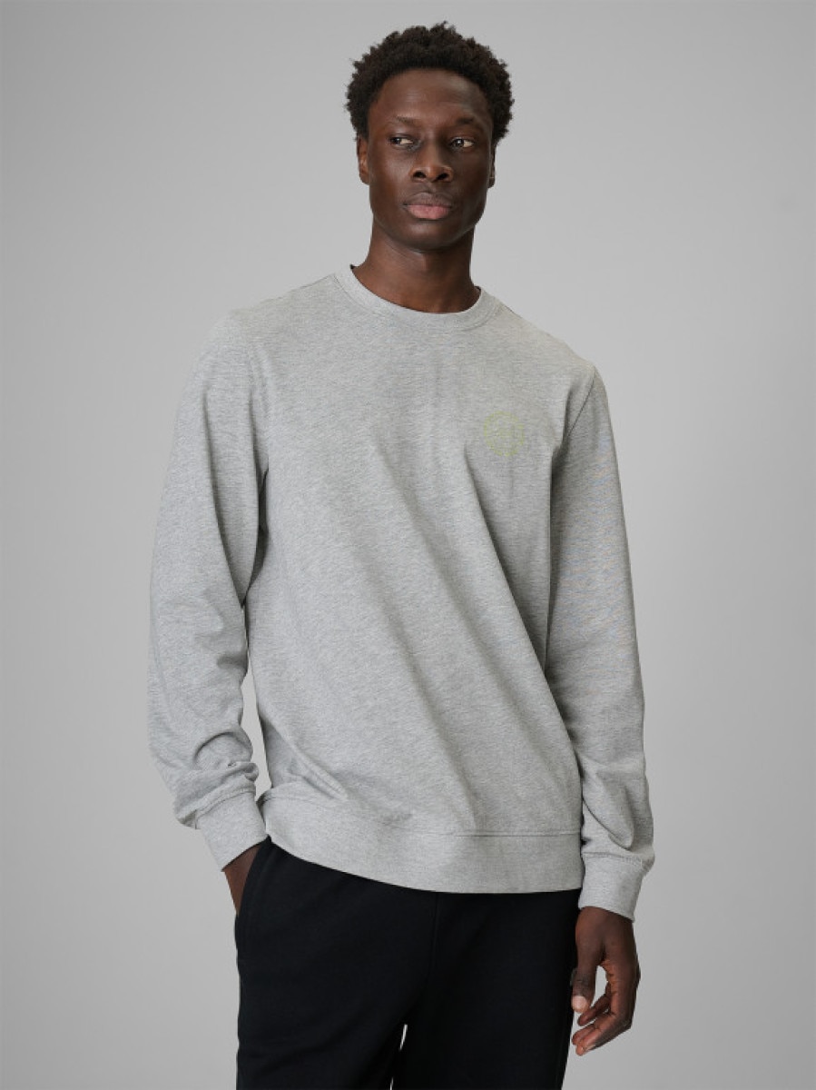 Męski longsleeve bez nadruku 4F 4FRSS26TLONM671 - szary