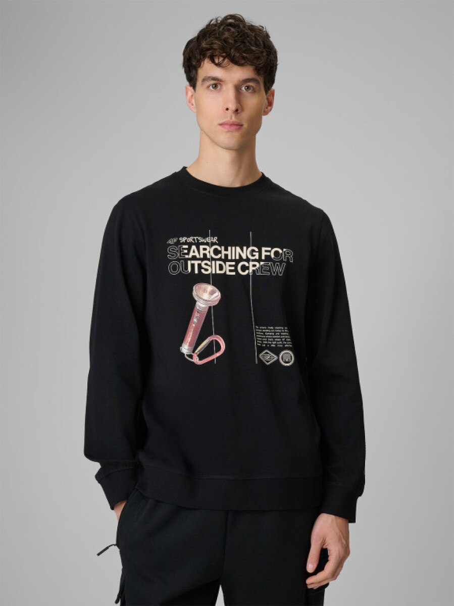 Męski longsleeve z nadrukiem 4F 4FRSS26TLONM674 - czarny