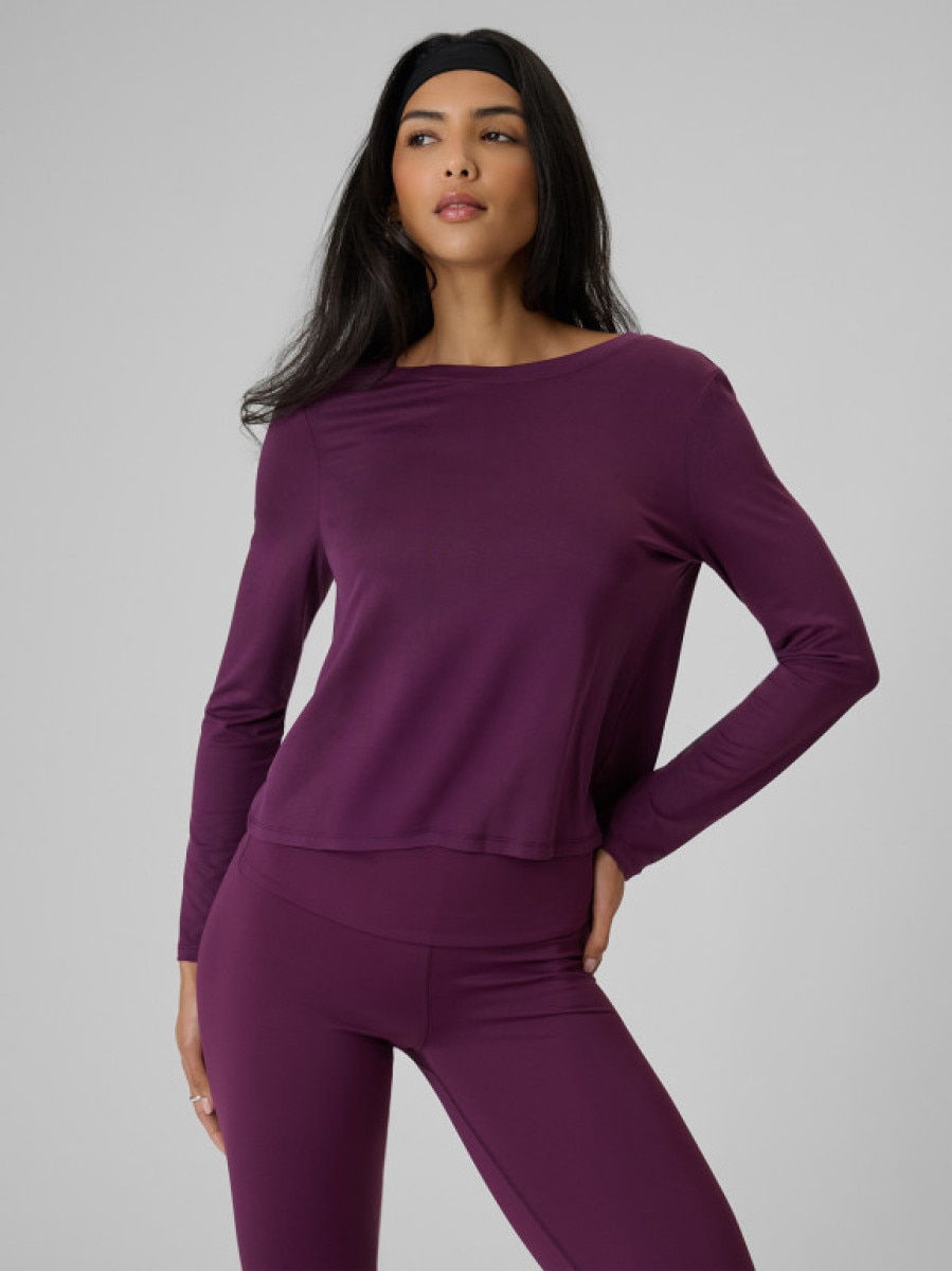 Damski longsleeve bez nadruku 4F 4FRSS26TLONF673 - fioletowy