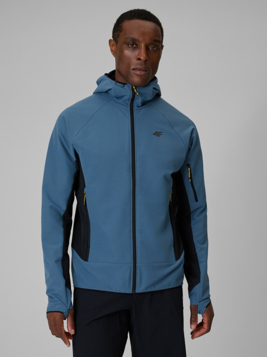 Męska kurtka trekkingowa softshell 4F 4FRSS26TSOFM644 - denim