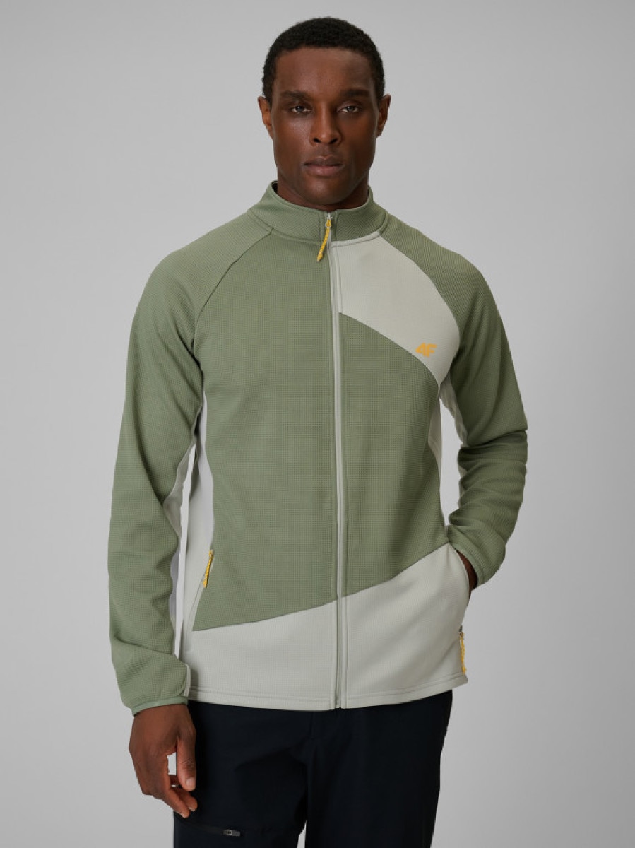 Męska bluza trekkingowa rozpinana bez kaptura 4F 4FRSS26TFSWM0984 - khaki
