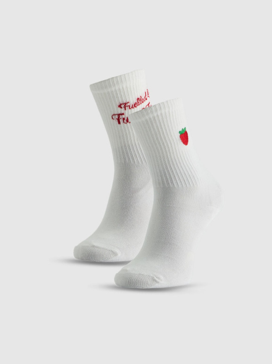 Dziewczęce skarpetki (2-pack) 4F 4FJRSS26USOCF699 - białe
