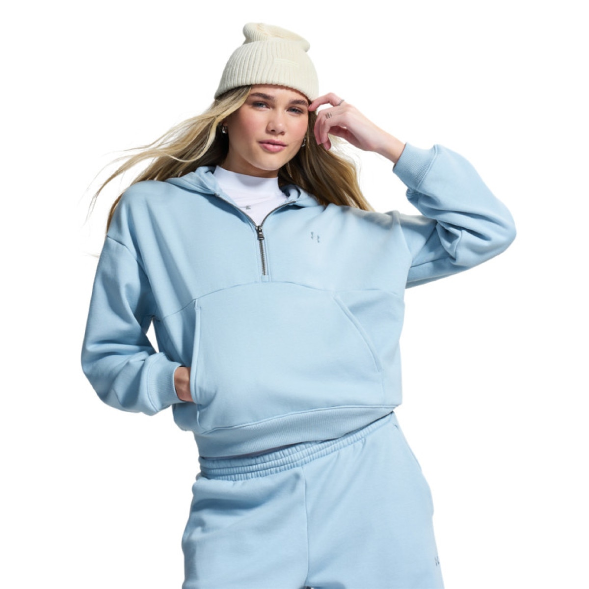 Damska bluza nierozpinana z kapturem Under Armour UA Icon Fleece HZ Hoodie - niebieska