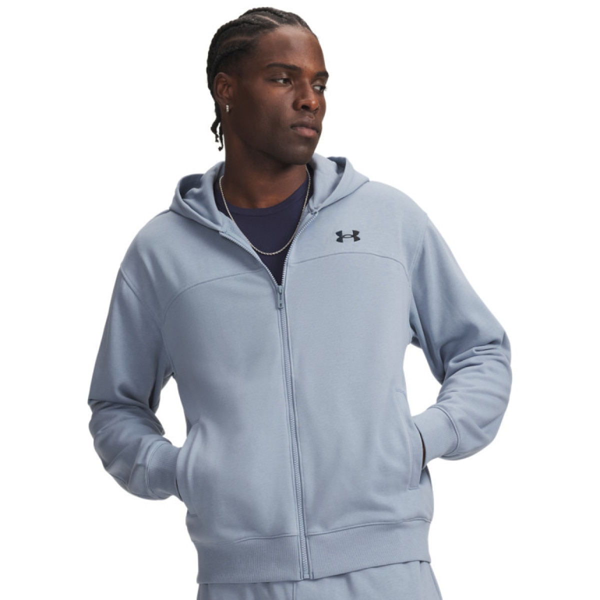 Męska bluza rozpinana z kapturem Under Armour UA Rival LW FZ - niebieska