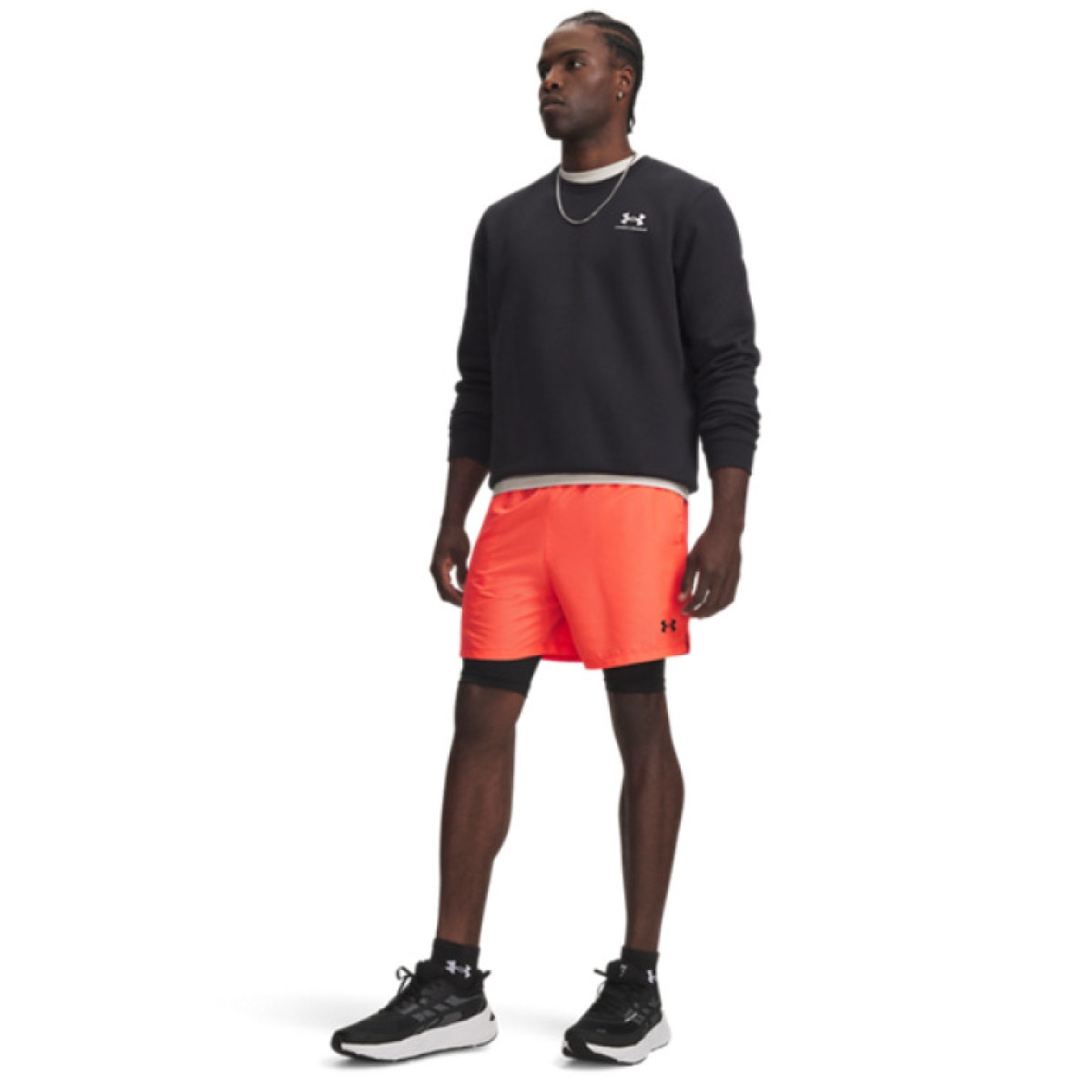 Męskie spodenki treningowe 2w1 Under Armour UA Vanish Wven Short 2.0 2n1 - pomarańczowe