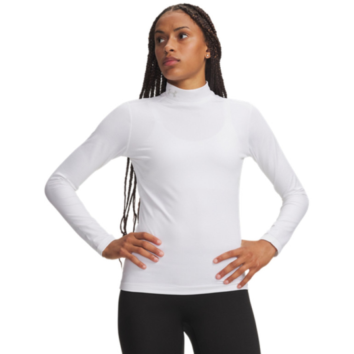 Damski półgolf treningowy Under Armour UA ColdGear Mock - biały