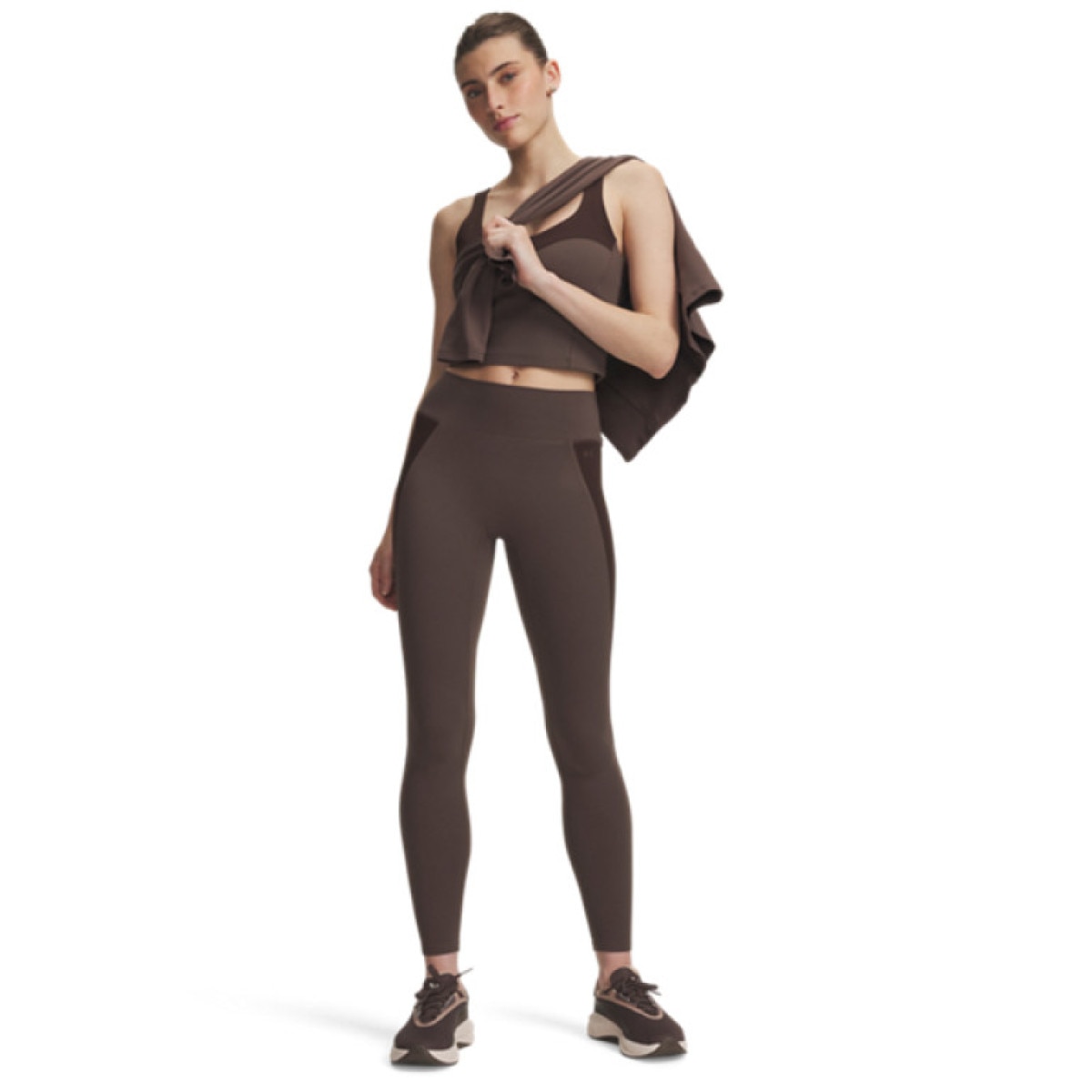 Damskie legginsy treningowe 7/8 Under Armour Motion Colorblock 7/8 Leg - brązowe