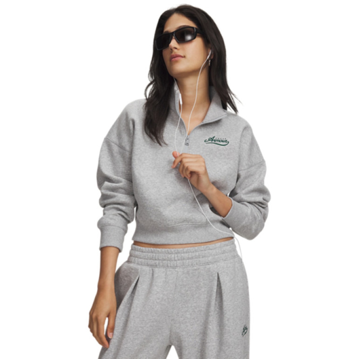 Damska bluza bez kaptura Under Armour RIVAL FLEECE VARSITY HZ - szara