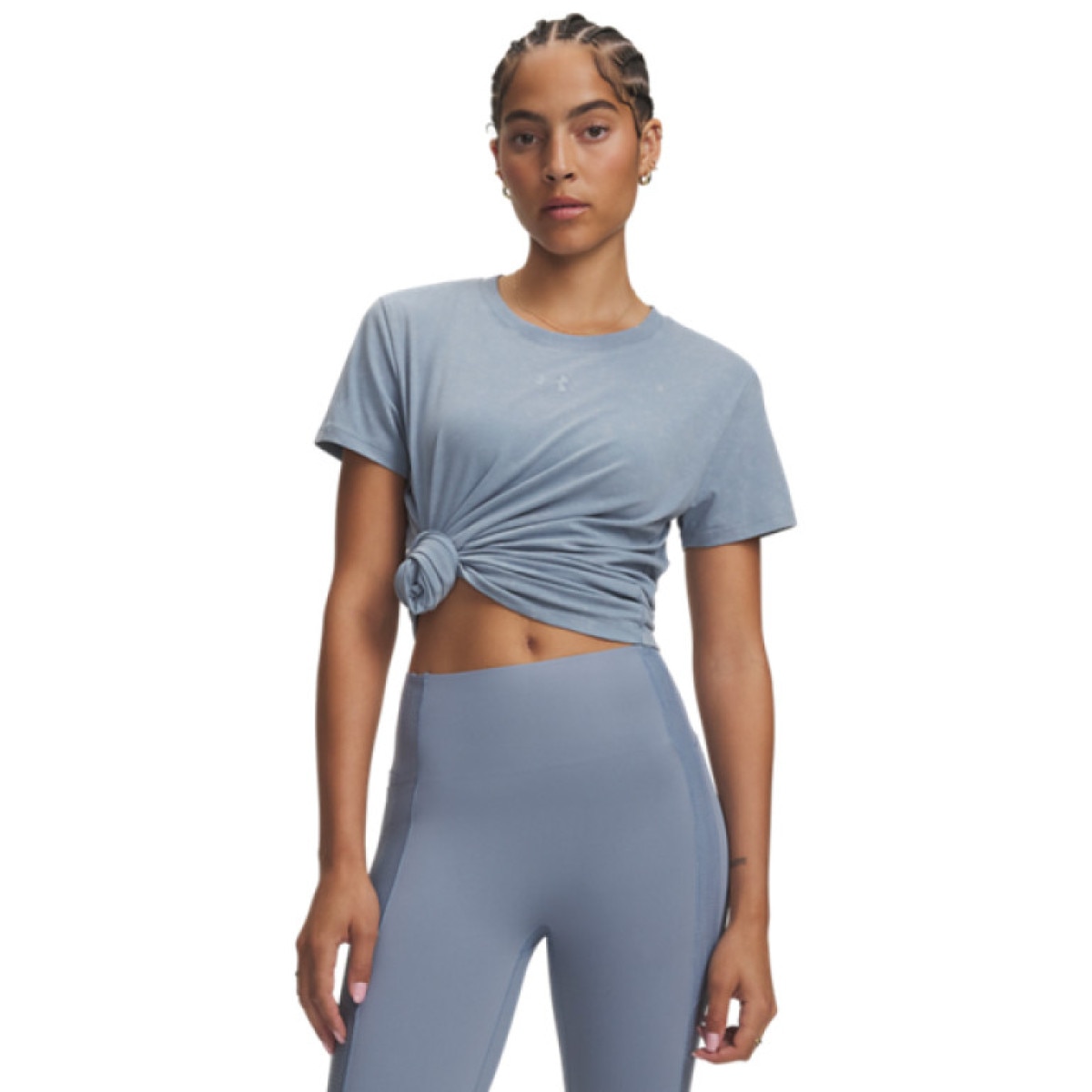 Damska koszulka z krótkim rękawem Under Armour Rival Cotton Wash SS - niebieska