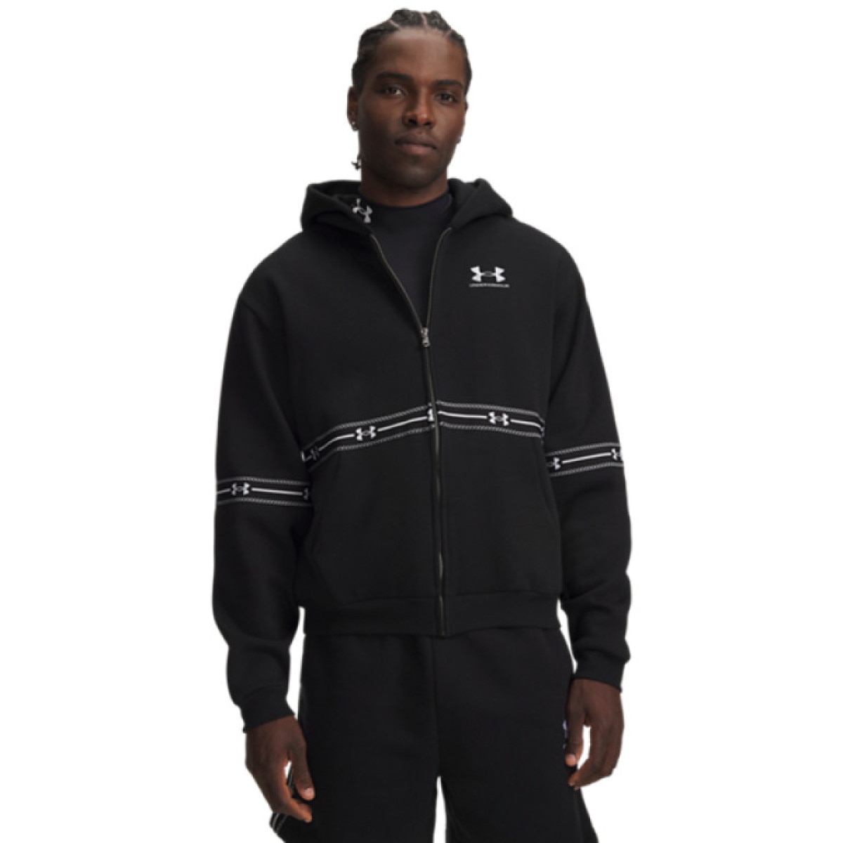 Męska bluza dresowa rozpinana z kapturem Under Armour UA Icon Flc Taped FZ - czarna
