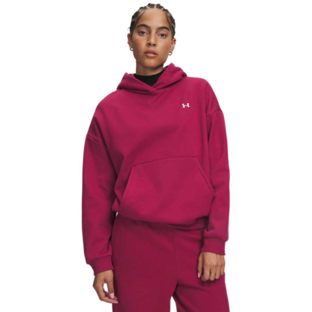 Damska bluza dresowa nierozpinana z kapturem Under Armour Icon Fleece Hoodie - czerwona