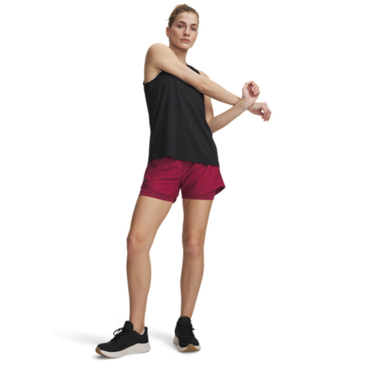 Damskie spodenki treningowe Under Armour Tech Play Up 2in1 Shorts - burgundowe