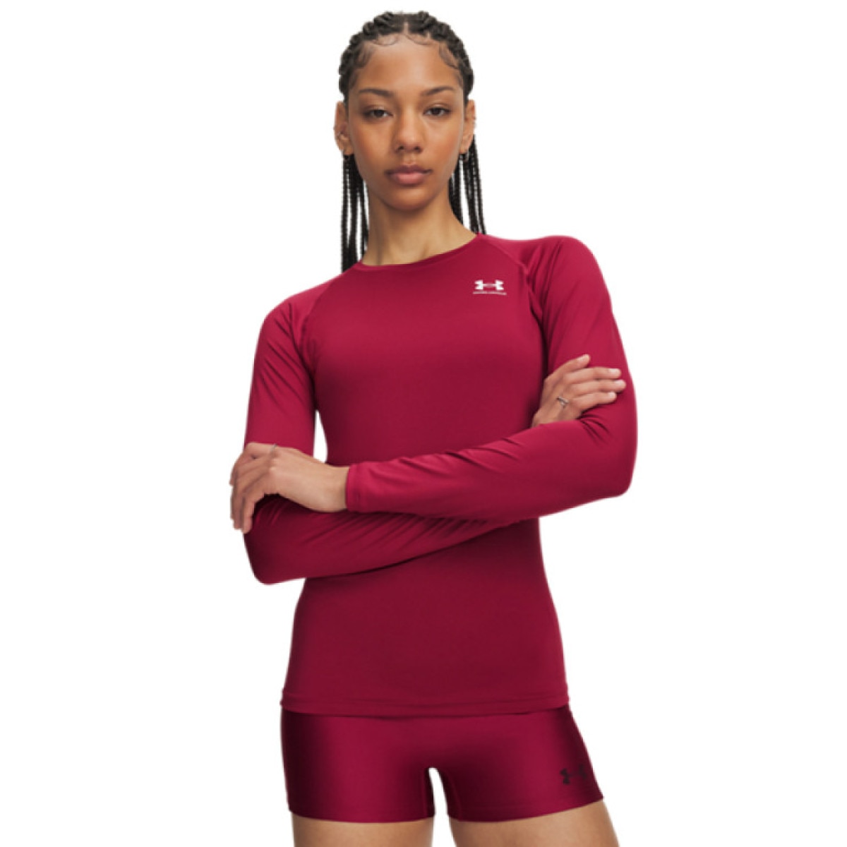 Damskie spodenki treningowe Under Armour HeatGear Shorty - burgundowe