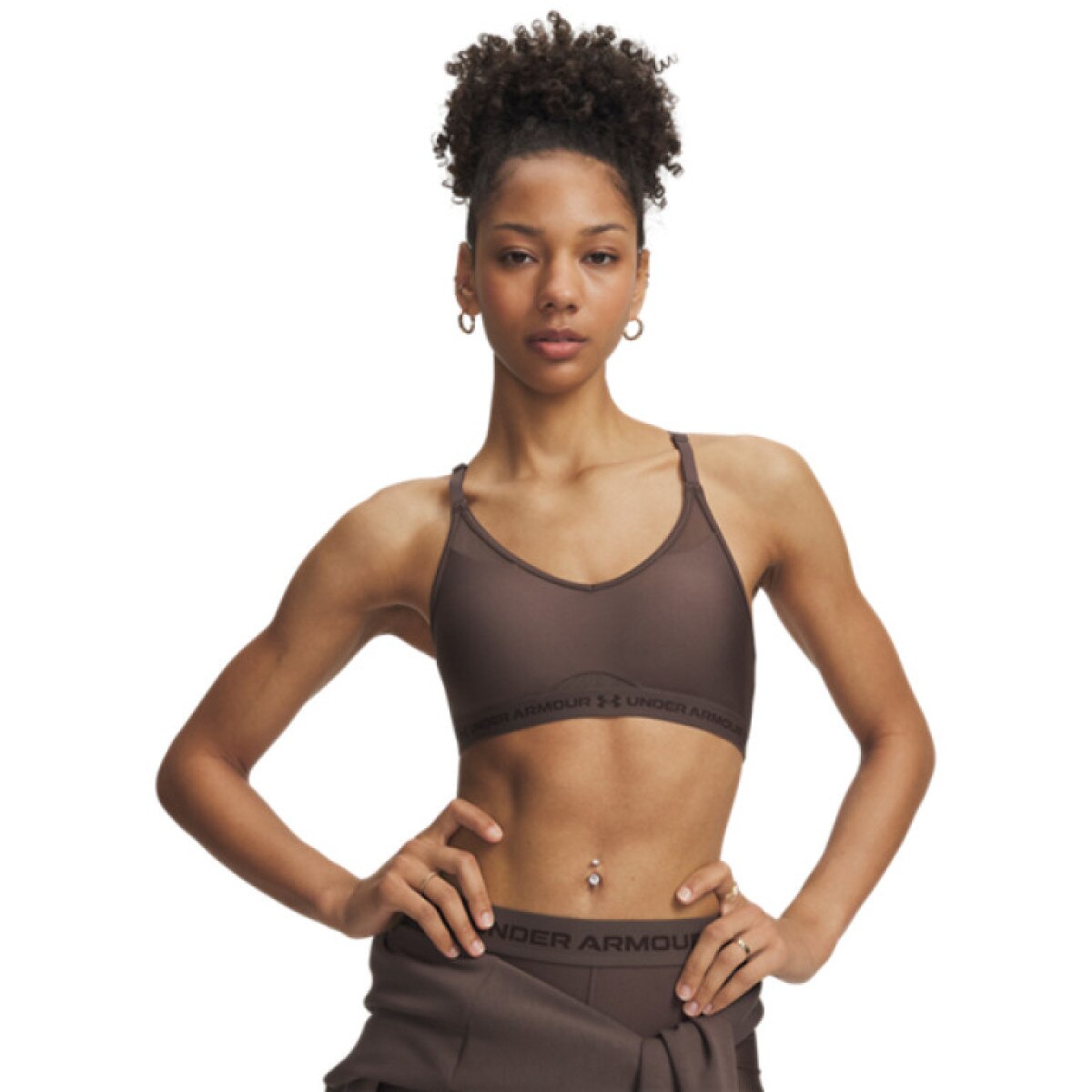 Biustonosz treningowy Under Armour UA Crossback Low Bra - brązowy