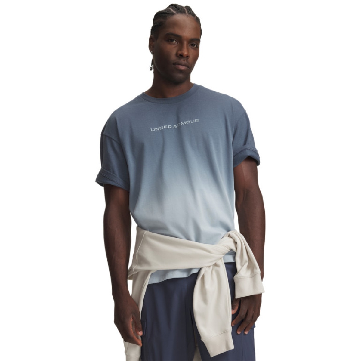 Męski t-shirt z nadrukiem Under Armour UA Heavyweight Gradient - niebieski