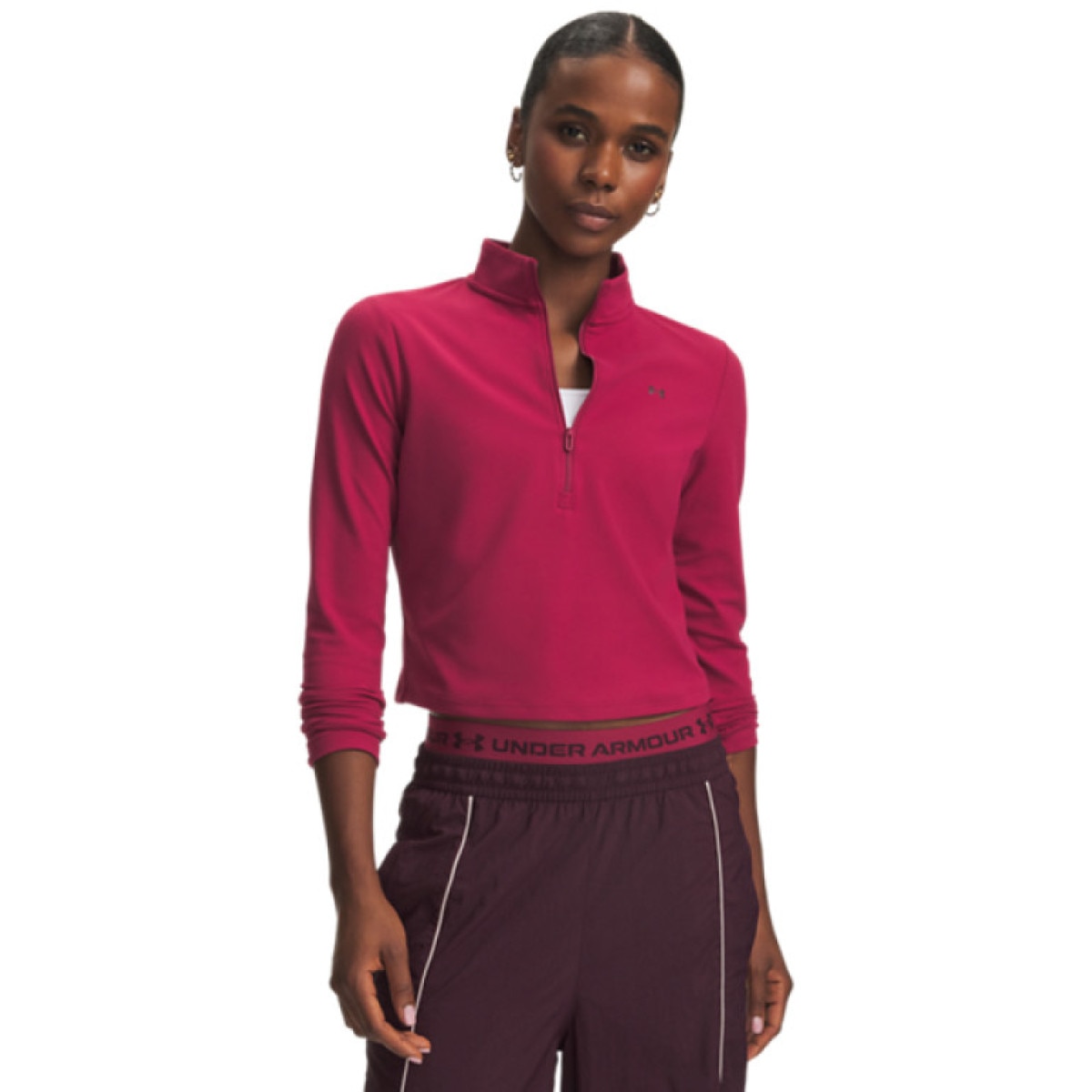 Damska bluza treningowa bez kaptura Under Armour Motion 1/2 Zip - burgundowa
