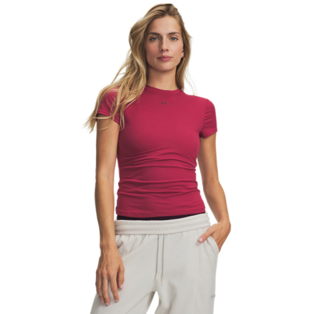 Damska koszulka treningowa Under Armour Motion Fitted SS - burgundowa