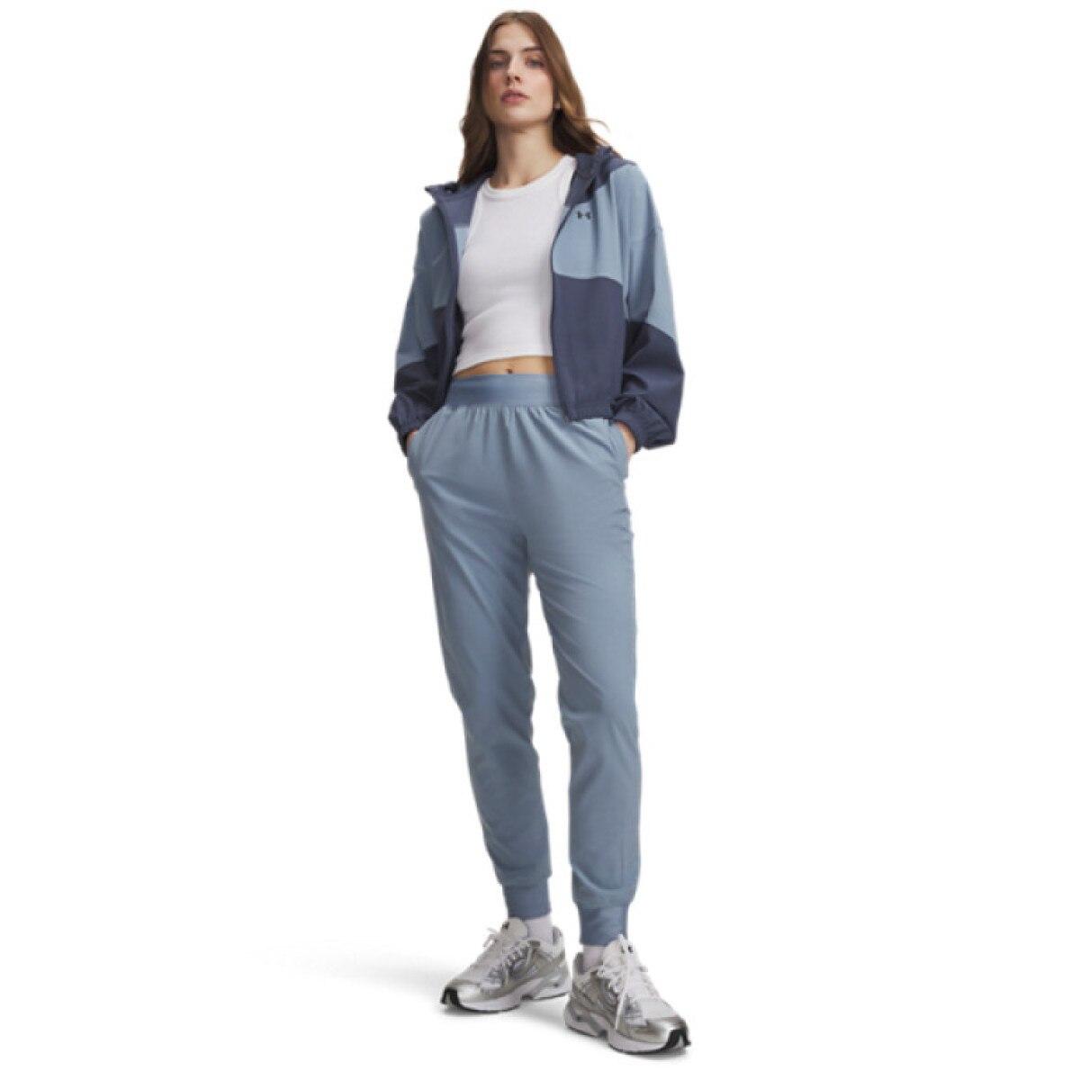 Damskie spodnie treningowe Under Armour Sport High Rise Woven Pant - niebieskie