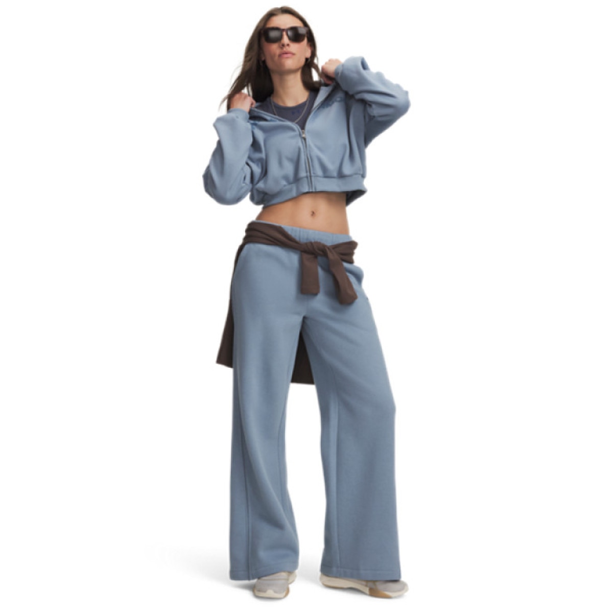 Damskie spodnie dresowe Under Armour Icon Fleece Sama Wide Leg - niebieskie