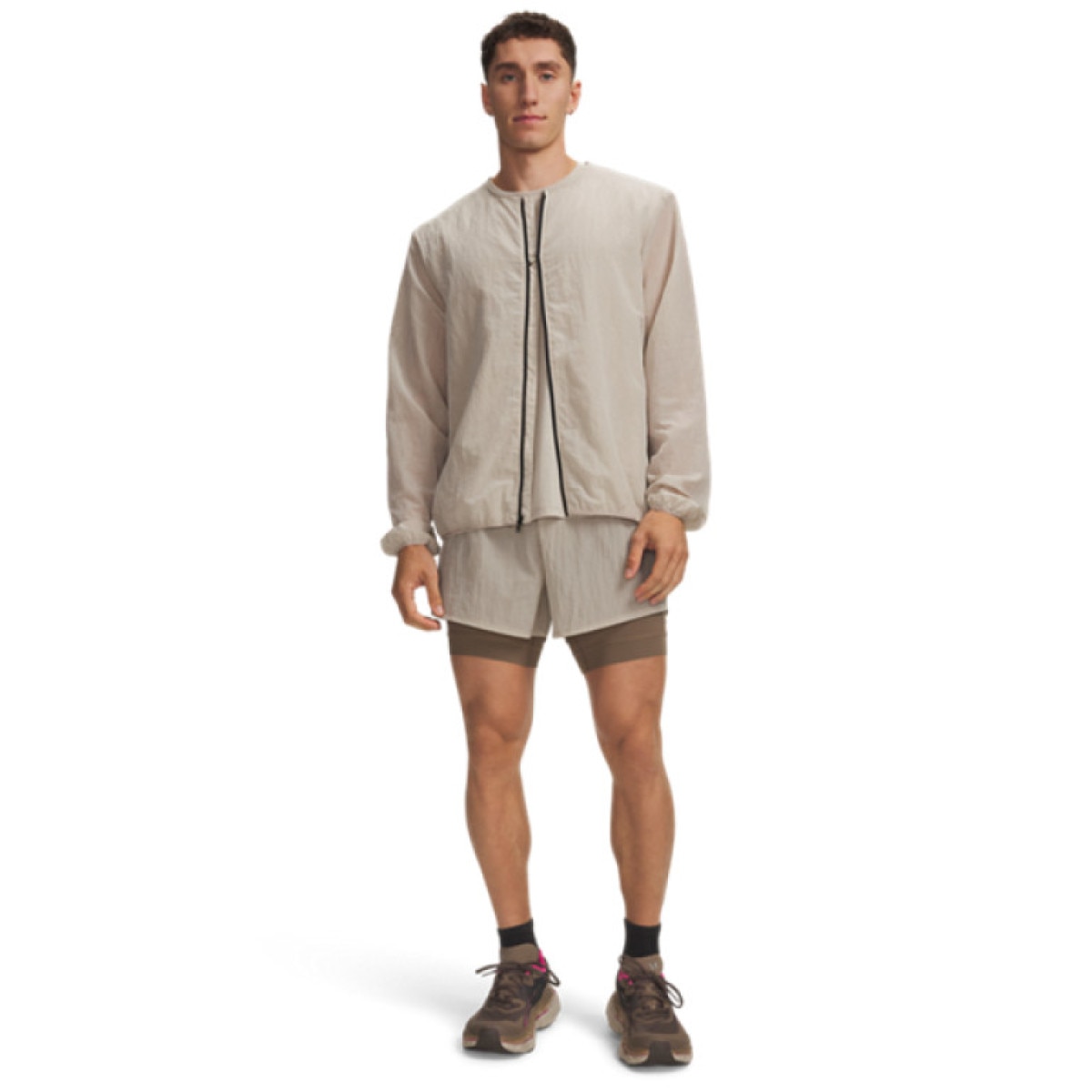 Męskie spodenki do biegania Under Armour UA HB Run Short - beżowe