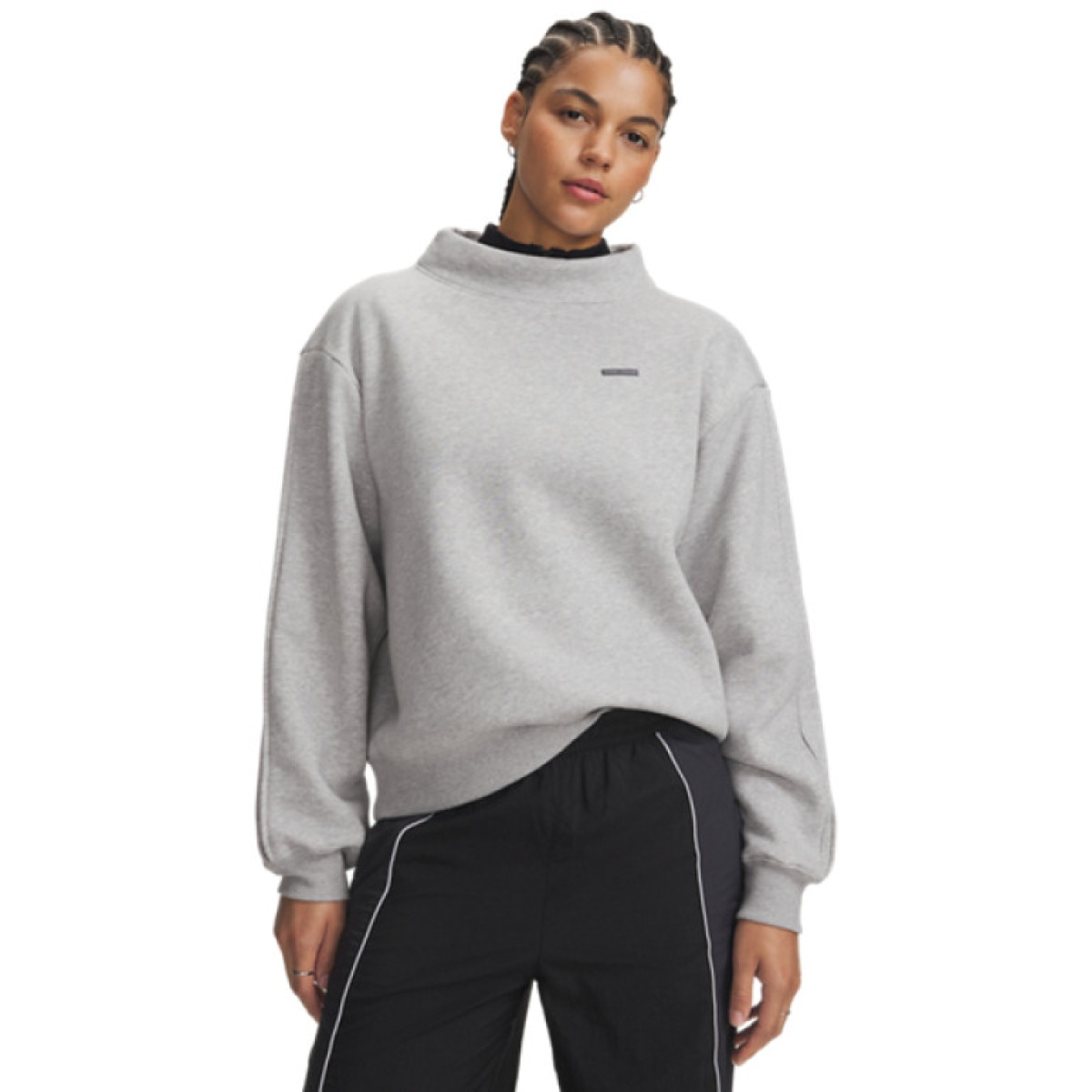 Damska bluza dresowa nierozpinana z półgolfem Under Armour UA Icon Sama Fleece Mock - szara