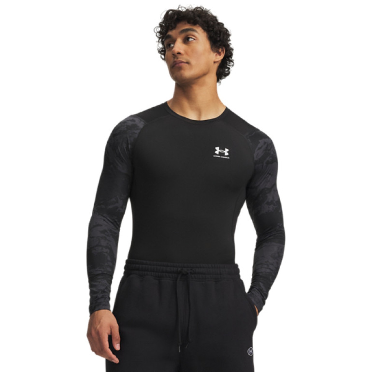 Męska koszulka treningowa Under Armour HeatGear Compression Colorblock - czarna