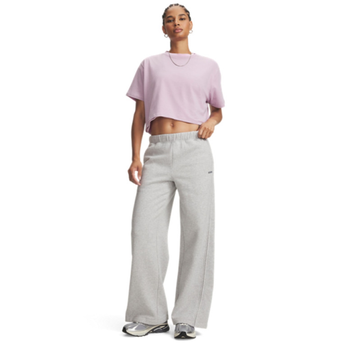 Damskie spodnie dresowe Under Armour Icon Fleece Sama Wide Leg - szare