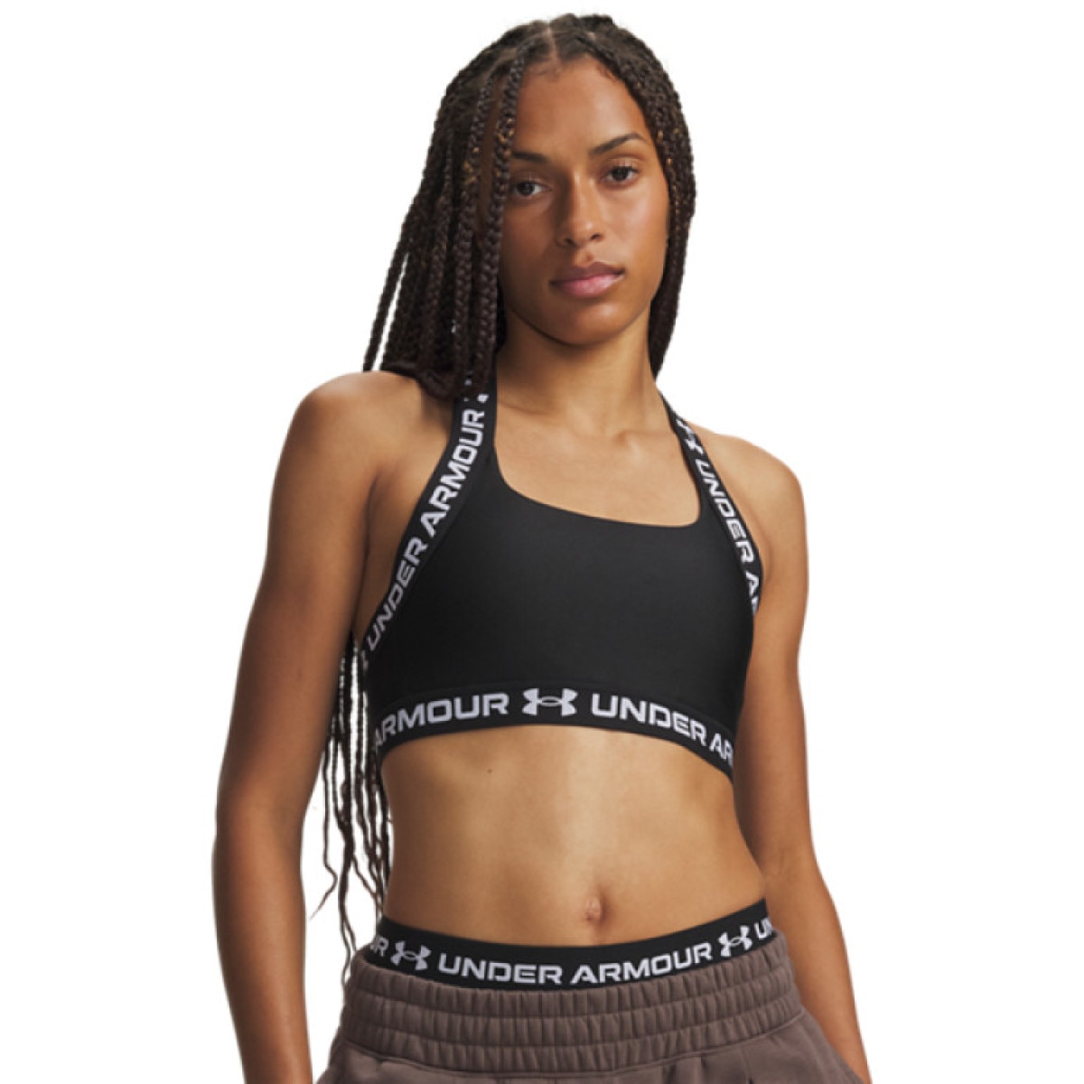 Damski biustonosz treningowy Under Armour HeatGear Mid T-Back - czarny