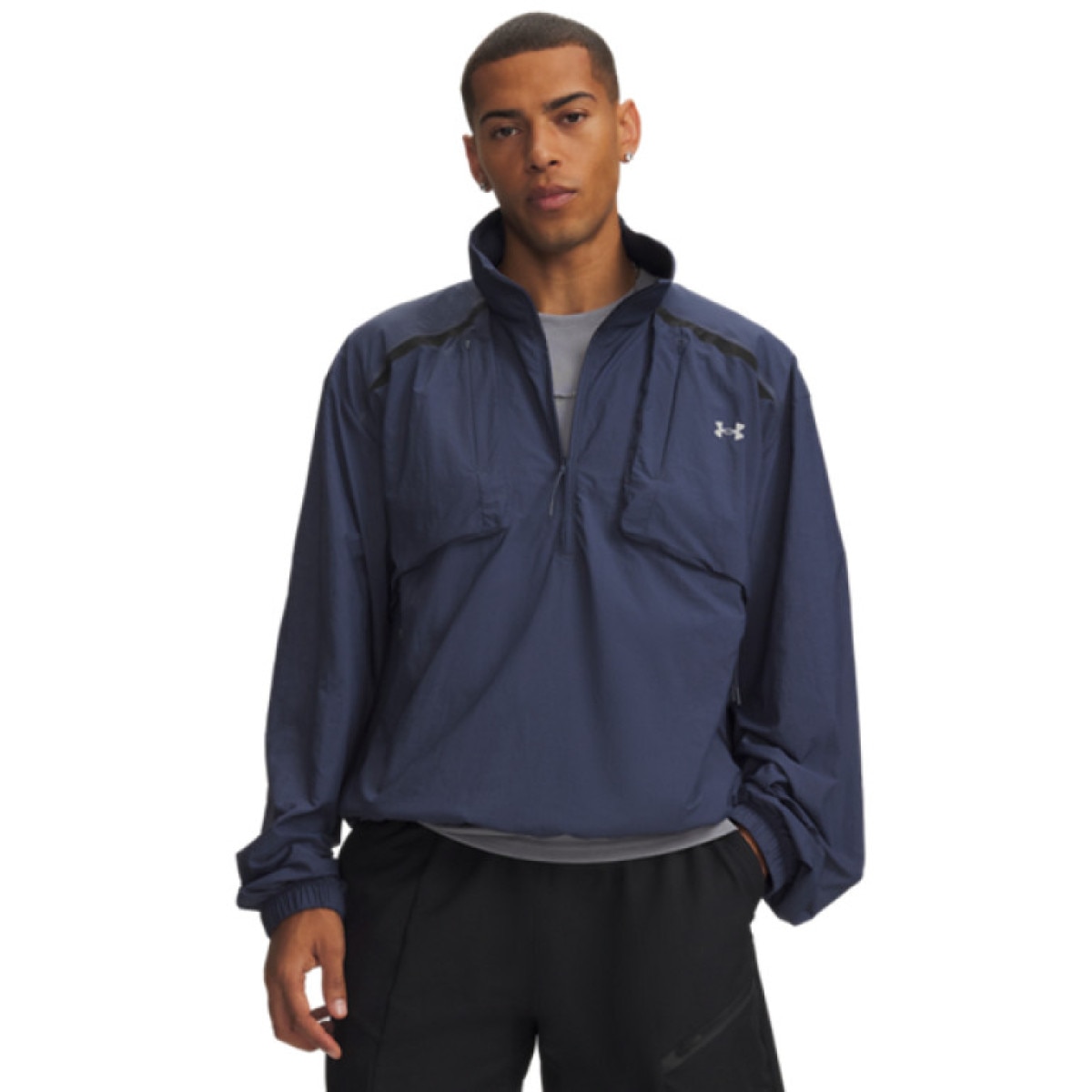 Męska bluza casual bez kaptura Under Armour UA Unsopabble WVN HZ Solid - denim