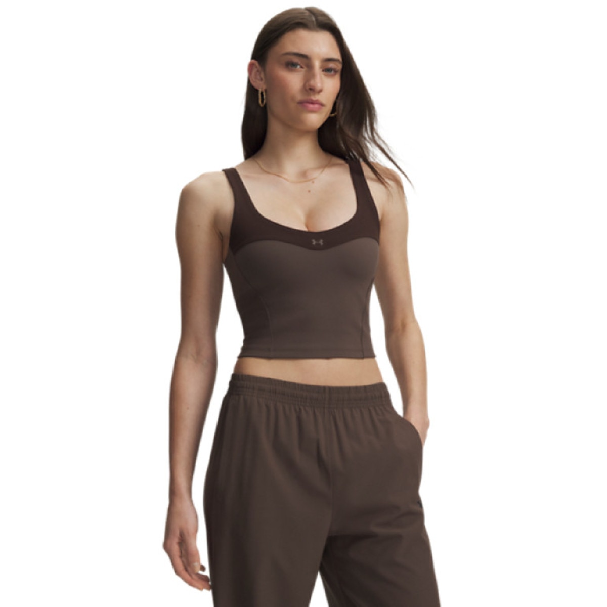 Damski top treningowy Under Armour Motion Colorblock Tank - brązowy