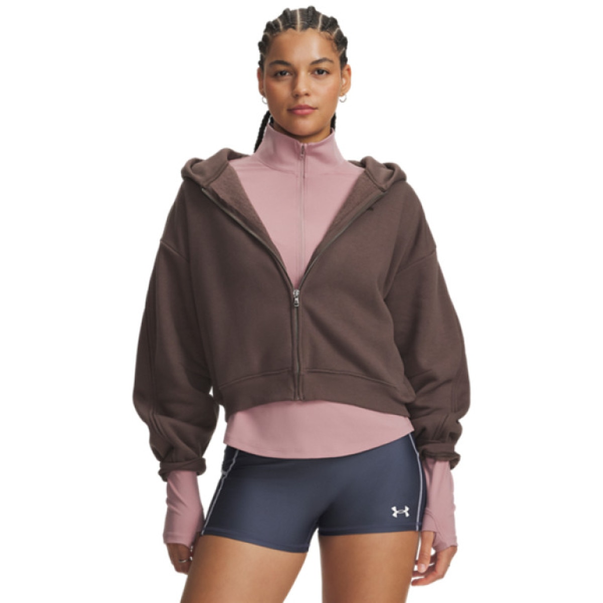 Damska bluza dresowa rozpinana z kapturem Under Armour UA Icom Sama Fleece FZ - brązowa